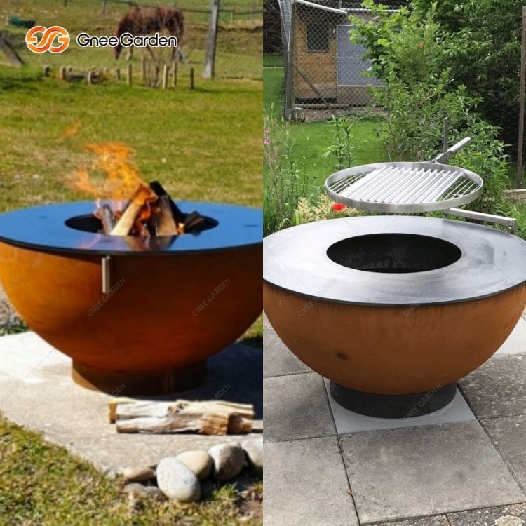 Corten Steel Semi-BBQ Μπολ Σφαίρας με καύση ξύλου