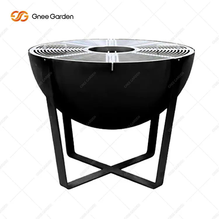 Corten Steel Large Semi{0}}BBQ με καύση ξύλου με σφαίρα