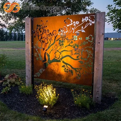 Corten Steel Metal Tree Art Πίνακας οθόνης κήπων τέχνης τοίχων