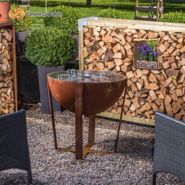 Μπολ εξωτερικού χώρου Corten Steel-BBQ σε σχήμα Fire Pit