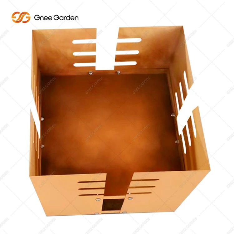 Corten steel square charcoal grill