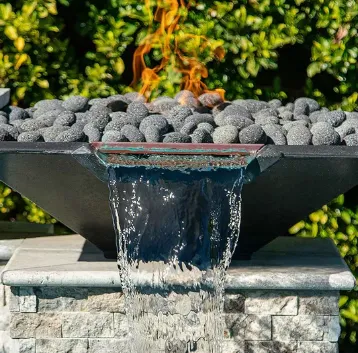 Pool Fire Bowl Waterfall Πισίνα Fire Pit Waterfall